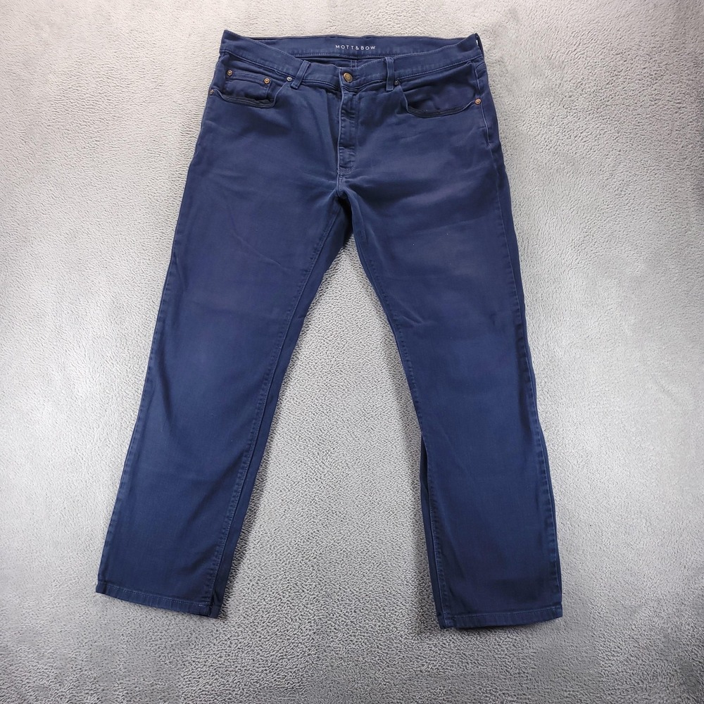 Mott & Bow Jeans Mens 38x30 Blue Slim Straight Dark Wash Denim Comfort Casual